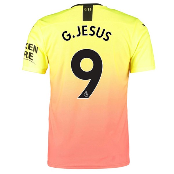 Camiseta Manchester City NO.9 G.Jesus Replica Tercera Ropa 2019/20 Naranja